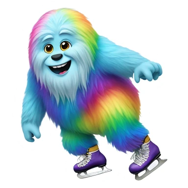 fat rainbow yeti ice skating  sticker