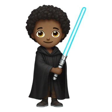 smiling boy in black shirt as a Jedi  sticker
