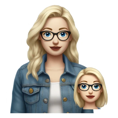 Hyper Realistic pale beautiful tattooed 3D woman with glasses and blue eyes wearing denim jacket sticker