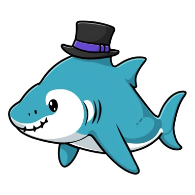 shark wearing a top hat sticker