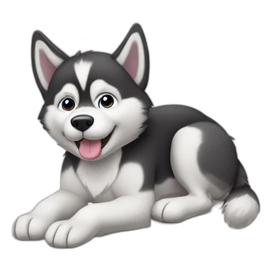 Husky dog lying on his back with legs up sticker