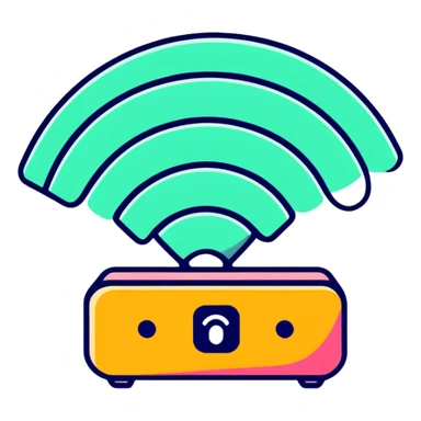 cartoon wifi icon with a crack or frown, colorful sticker