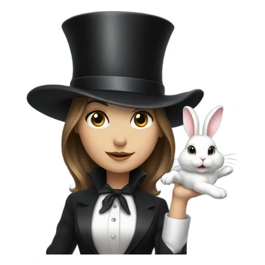 female Magician pulling rabbit out of hat sticker
