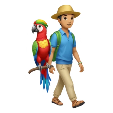 Walker with parrot on shoulder, Full body with walking pose sticker