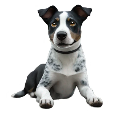 Black and white Blue heeler pointer mix in outdoor setting sticker