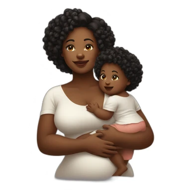 beautiful heavyset Black women holding two babies sticker