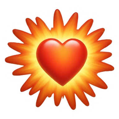 bursting heart glowing red-orange warmth sticker