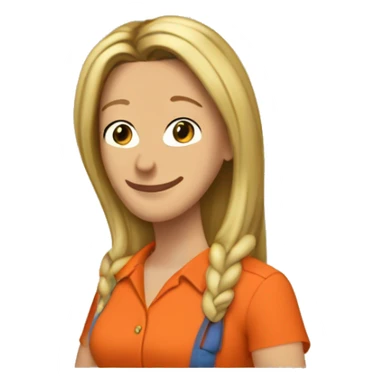 Phoebe Buffay from Friends wearing an orange shirr sticker