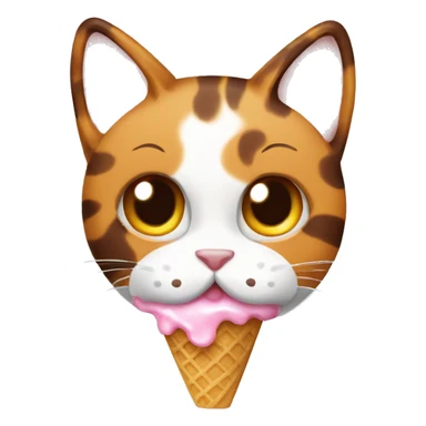 calico cat with icecream  sticker