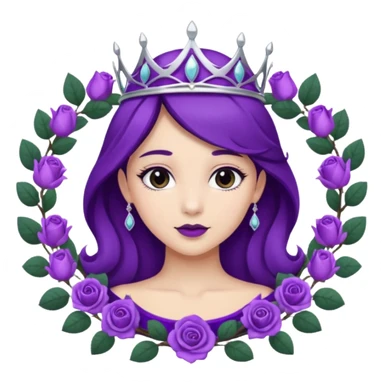 Purple rose with silver tiara and a purple emblem leaf wreath sticker