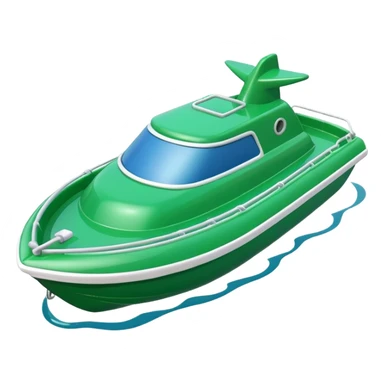 green plastic toy boat sticker