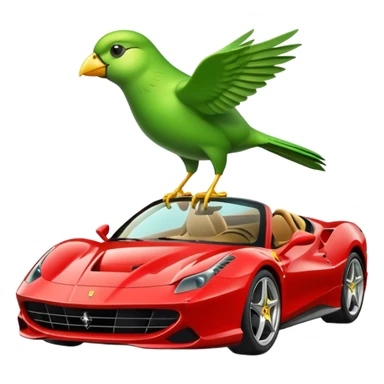 A green bird with ferrari car sticker