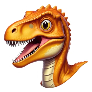 Cinematic Realistic Comical velociraptor/T-rex Portrait Emoji, Head tilted dramatically with an exaggeratedly amused expression, featuring a striking, glossy scaled body with bold natural textures and wide, expressive eyes brimming with playful disbelief, rendered with lifelike detail and dynamic natural lighting, high shine, dramatic yet playful, styled with an air of cheeky prehistoric mischief, soft glowing outline, capturing the essence of a spirited and over‐the‐top velociraptor/T-rex that looks ready to bellow its way into viral fame! sticker