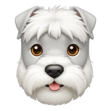 white schnauzer dog, head only, iOS emoji style sticker
