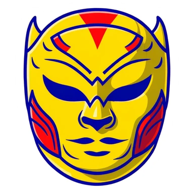 A vibrant purple and blue luchador mask with decorative patterns sticker