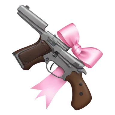 gun with light pink bow ribbon  sticker