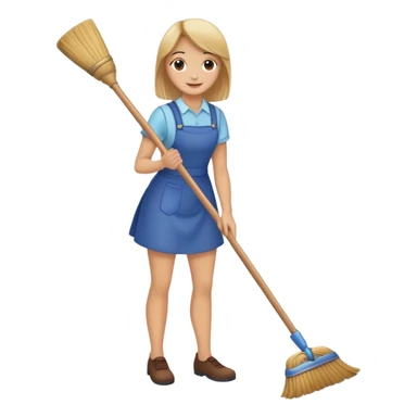 person sweeping the floor with a broom, cheerful and tidy sticker