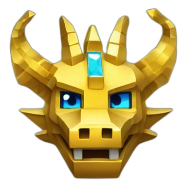 Minecraft Glitter Gold Dragon Head With Diamond Horn sticker