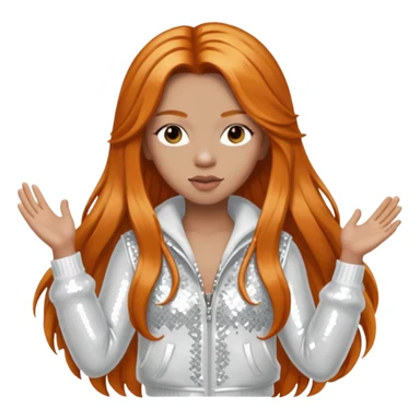 Ice Spice, Rapper (b.2000) with long ginger hair, ivory tour sequin outfit sticker