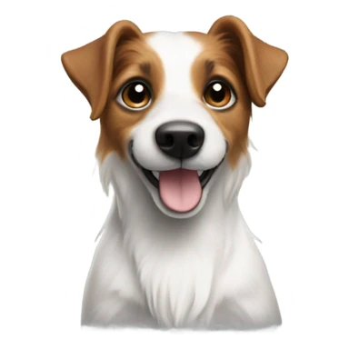 long hair jack russell dog with a black spot on its back  sticker