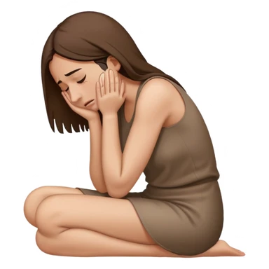woman sitting on floor in profile view crying with face covered by arms sticker