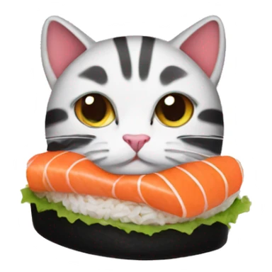 cat wearing a hat made of sushi sticker
