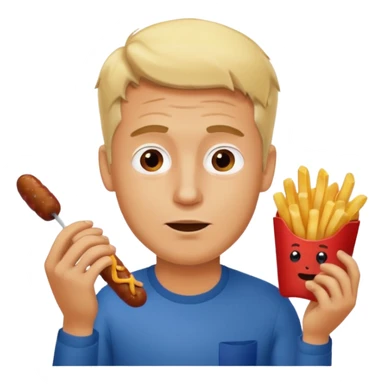 Hombre Rubio con una salchipapas pero la salchicha está quemada sticker