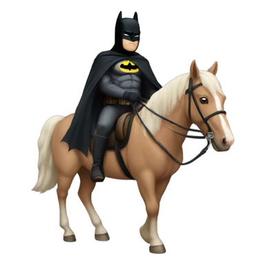 Matthew riding a horse while wearing a Batman suit sticker