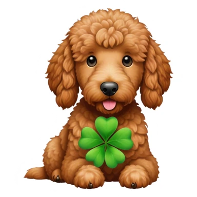 Large male Red golden doodle with green clover  sticker
