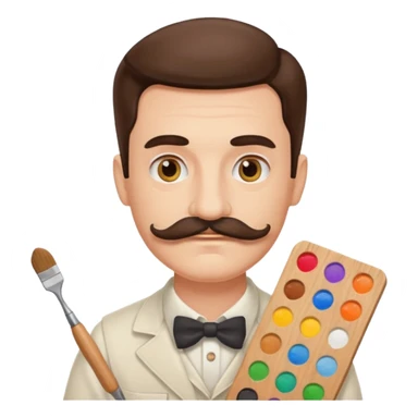 artist with a palette and a moustache sticker