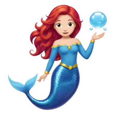 Bubbles the Mermaid from The Wiggles with light skin, long red hair, icy blue outfit sticker