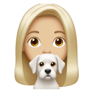 Blonde girl with brown eyes and white Maltese boy dog sticker