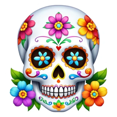 Beveled square shaped button with day of the dead sugar skull and rainbow colored flowers sticker