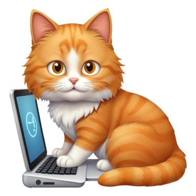 a cat with a computer using deepseek sticker