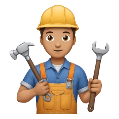 a handyman holding a wrench in this right hand and a hammer in his left hand sticker