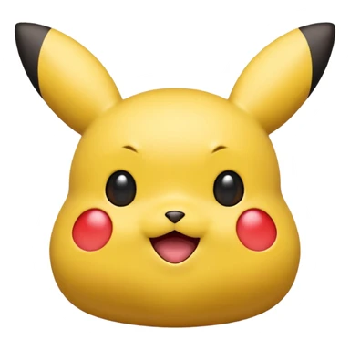 emoji of metamorph (ditto) with pikachu features yellow color, red cheeks, black tips of ears sticker