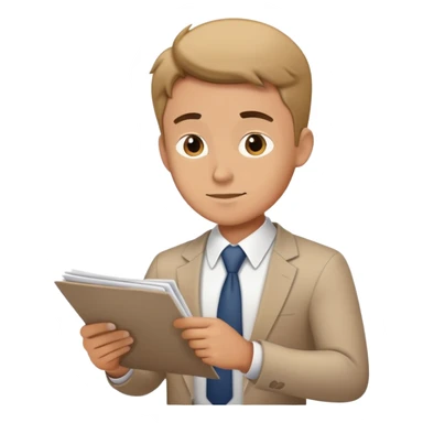 male office worker reviewing paperwork sticker