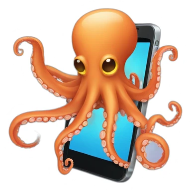 An octopus with a smartphone sticker