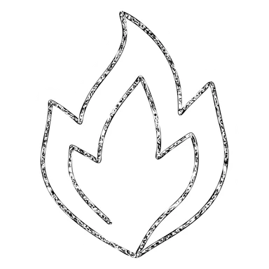 blue abstract flame shape, geometric, hand-drawn outline sticker