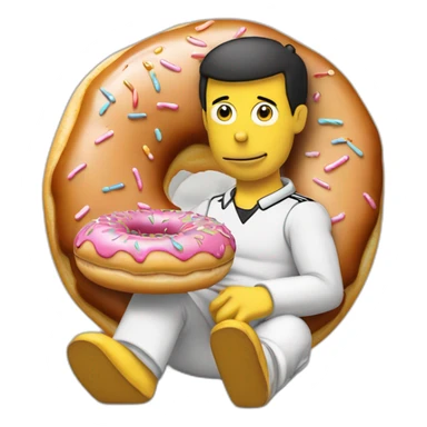 Ronaldo qui mange un donut avec homer simpson sticker