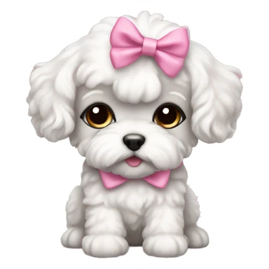 schichon puppy pink bow sticker