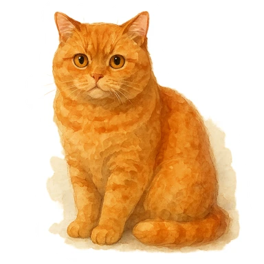 watercolor style red-haired British cat sticker