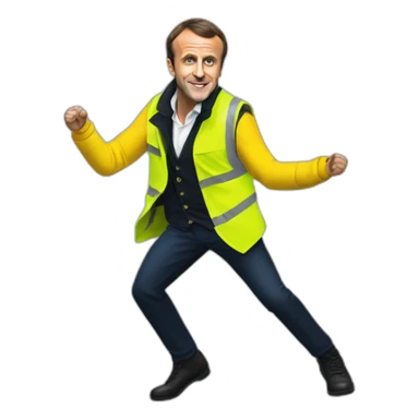 Emmanuel Macron in yellow vest dancing to yellow vest music sticker