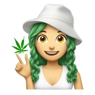 Girl smocking marijuana and saying hello sticker