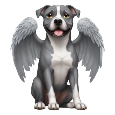 Grey staffy dog with wings sticker