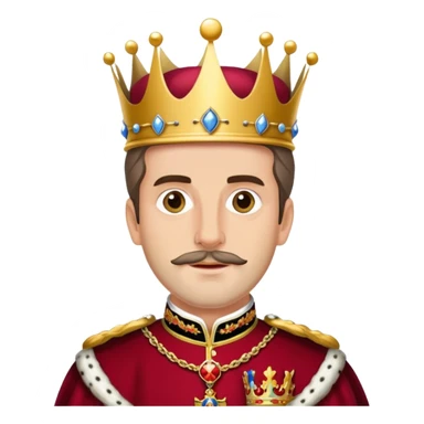 Carlos I of Spain, Habsburg king with crown and royal attire, prominent jaw sticker