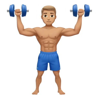 man with blue shorts doing side-lateral raise (T pose) with light dumbbells sticker