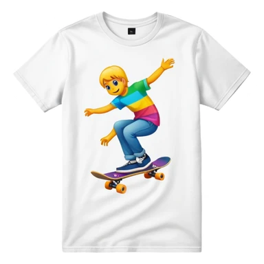 graphic tee shirt with a skateboard design sticker
