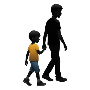 child silhouette walking away from a larger parent silhouette sticker