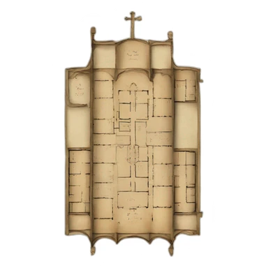 floor plan of a church, medieval, written on a scroll sticker